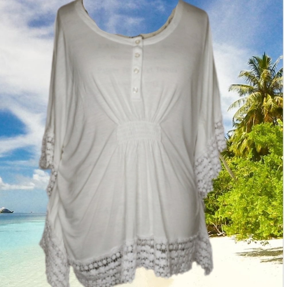 Fever Batwing Sleeve Swimsuit Coverup Size L